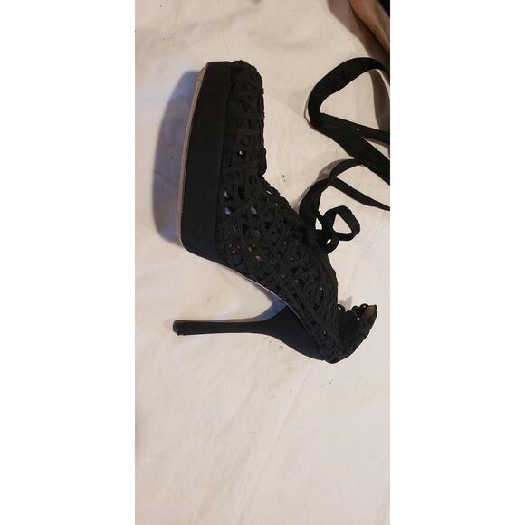 Emporio Armani Shoes Black Lace Up the Leg Stiletto High Heels Italy sz 39 Sexy - Picture 15 of 16